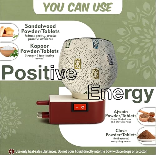 Image of JD FRESH Ceramic Kapoor Dani Lamp /Electric Camphor Diffuser Burner for Pooja /Bakhoor Burner /Multipurpose Incense Aroma Dhoop Dani /Night lamp Incense Burner for Office /Home /Temple /Meditation (JD-1029)