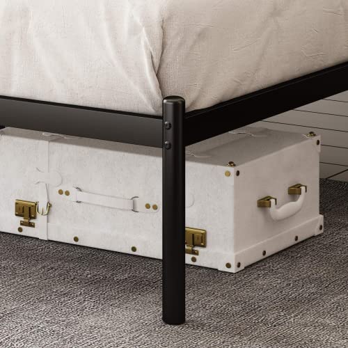 Allewie Full Size Platform Bed Frame With Vintage Headboard, 14 Inches Metal Mattress Foundation For Storage, No Box Spring Needed, Easy Assembly, Modern, Black #TOP3