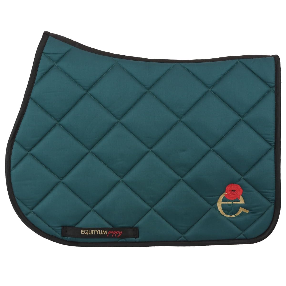 Sottosella + Cuffietta Equityum Poppy,Alta Qualità, Design Italiano, Materiali Innovativi, Traspirabilità e Dettagli Raffinati per il Comfort del Cavallo (verde/nero, cob)