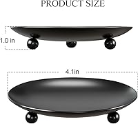 Vista 2 de Black Candle Holders for Pillar Candles, Set of 2 Premium Metal Candle Plates Candle Stand for LED or Wax Candles, Decorative Pillar Candle Holder