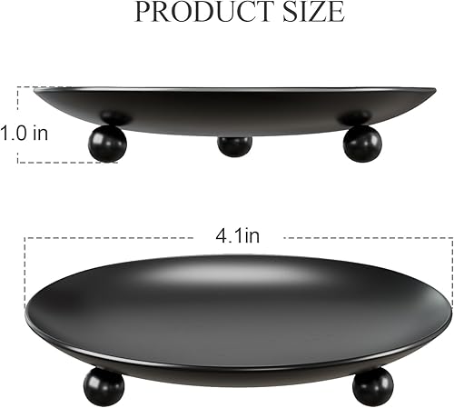 Miniatura 2 de Portavelas negros para velas de pilar, juego de 2 platos de velas de metal prémium para velas LED o de cera, soporte decorativo para velas de pilar