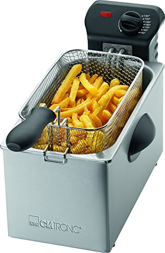 Clatronic roestvrijstalen friteuse FR 3587, inhoud 3 liter, 2000 watt, traploze thermostaat, thermisch geïsoleerde handgrepen, eenvoudig te reinigen, roestvrij staal/zwart - Afbeelding 4
