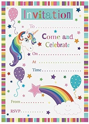 Pack of 20 Unicorn Party Invitations
