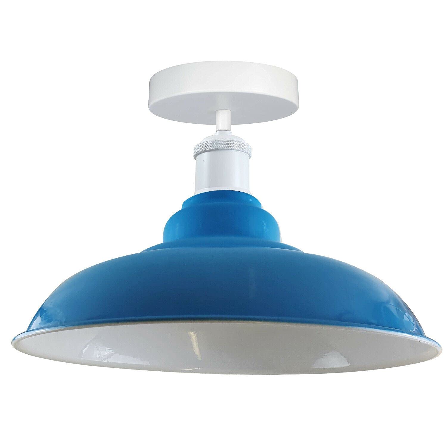 LEDSone Modern Industrial Style Ceiling Light Fittings Metal Flush Mount Bowl Shape Shade Indoor Lighting for Bed Room, Kitchen, Living Room, Light Blue — image 1
