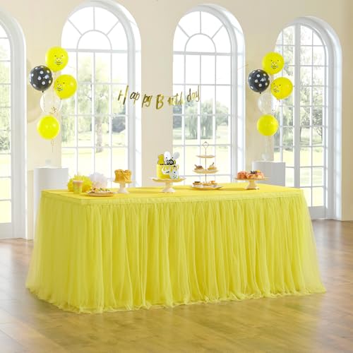 72in Yellow Tulle Table Skirt