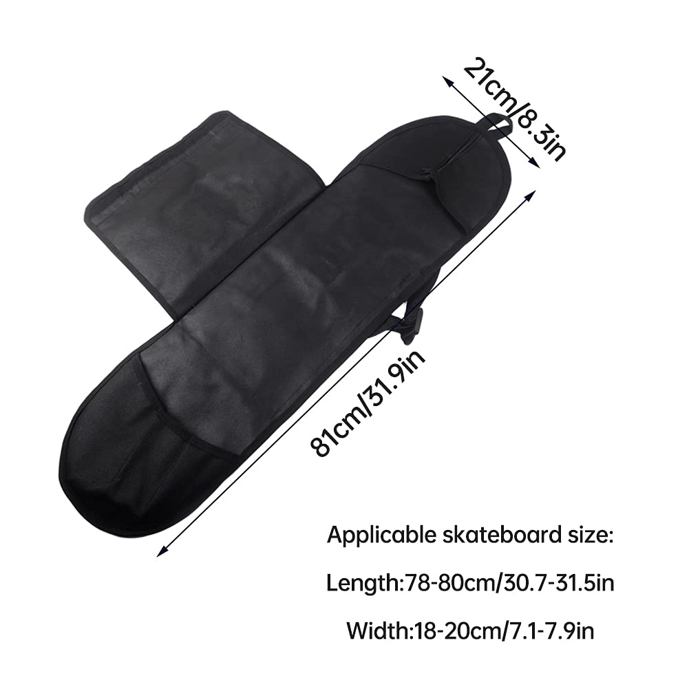 Skateboard Sac Skateboard Sac à Dos Sac à Dos imperméable Sac de Planche à Planche à roulettes avec Bretelles réglables pour Transporter Une Planche à roulettes Longboard, Le Noir
