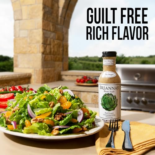 BRIANNAS - Home Style Real French Vinaigrette Dressing – Fine Salad Dressing made with Premium Ingredients - Gluten Free, Kosher, No Sugar, & Vegan Dressing - 12 oz. Bottle