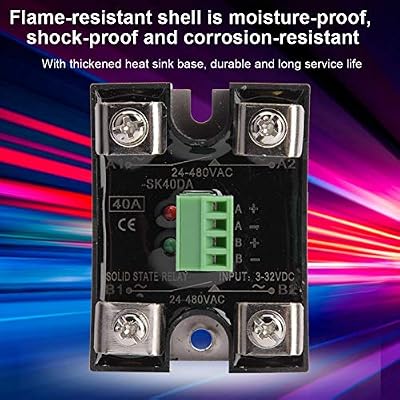Solid State Relay Dual Channel DC Control Dual Channel AC Single Phase SSR 24-480VAC Solid State Relay 58 x 44 x 28mm(40A)