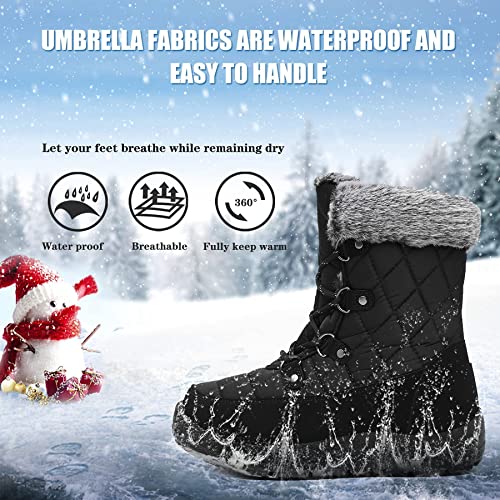 Jswei Winter Snow Boots For Women Women's Waterproof Warm Insulation Lightweight Non Slip Boot Outdoor Cold Weather Fur Lined (Numeric_7_Point_5) #TOP1