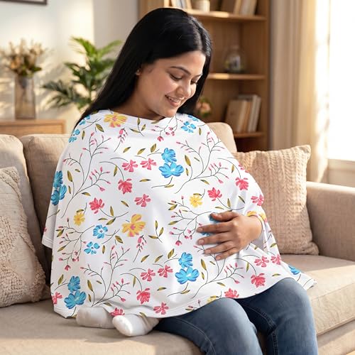 Image of a baby cherry-Nursing Cover, Nursing Covers for Feeding Mom, Feeding Cover Breastfeeding Mother, Feeding Cover for Mom, Multi-Use, Breathable, 360 Full Privacy Multicolor