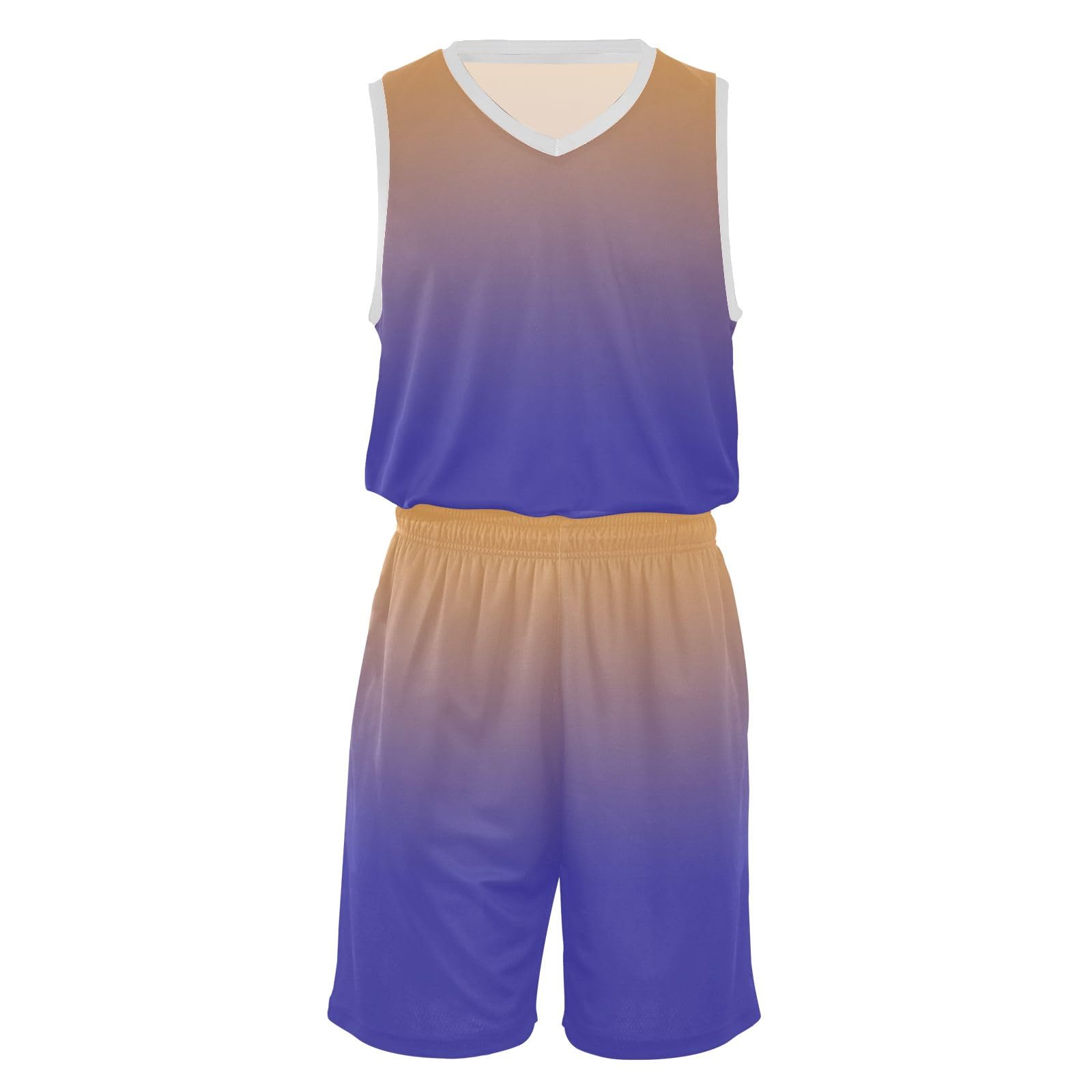 Orange Purple Gradient Youth Basketball Jersey Youth Kids Jersey Set V Neck Boy's Basketball Jerseys for (5-13 Years Old)