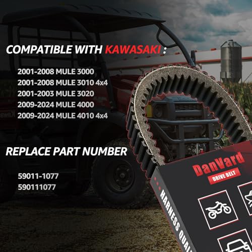 Image of Drive Belt Compatible with Kawasaki Mule 3010 4010 3000 4000 2001-2024 4x4 KAF620 Trans Replacement Parts 59011-1077