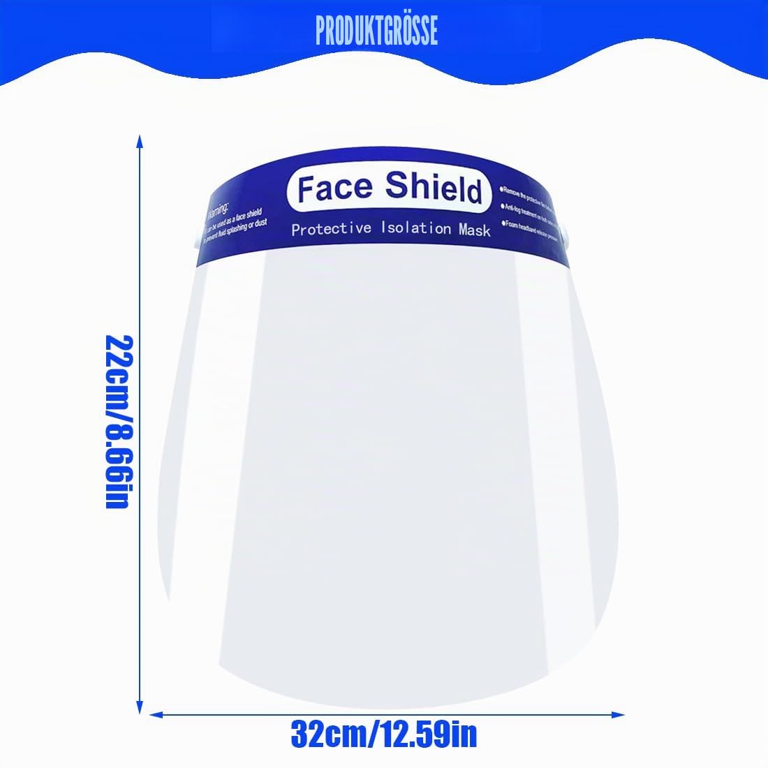 NHQZ 2 Stück Gesichtsschutz-Schirm Face Shield Gesichtsschutz-Schirm Augenschutz Spuckschutz Face-Shield Schutzschild Gesichtsschirm