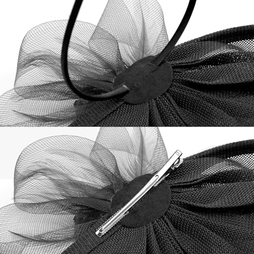 Image of DRESHOW Women Fascinator Hats Tea Party Hat Vintage Pillbox Hat Headband for Cocktail