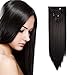 OneDor 24" Straight Full Head Clip in Synthetic Hair Extensions 7pcs 140g (2#-Darkest Brown)