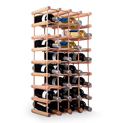 RELAX4LIFE Cantinetta Portabottiglie per Vino, Scaffale Portabottiglie con 40 Posti per Bottiglie di Vino, Supporto per Vino con Design Minimale e Moderno, Scaffale per Vino, Champagne, Legno Naturale