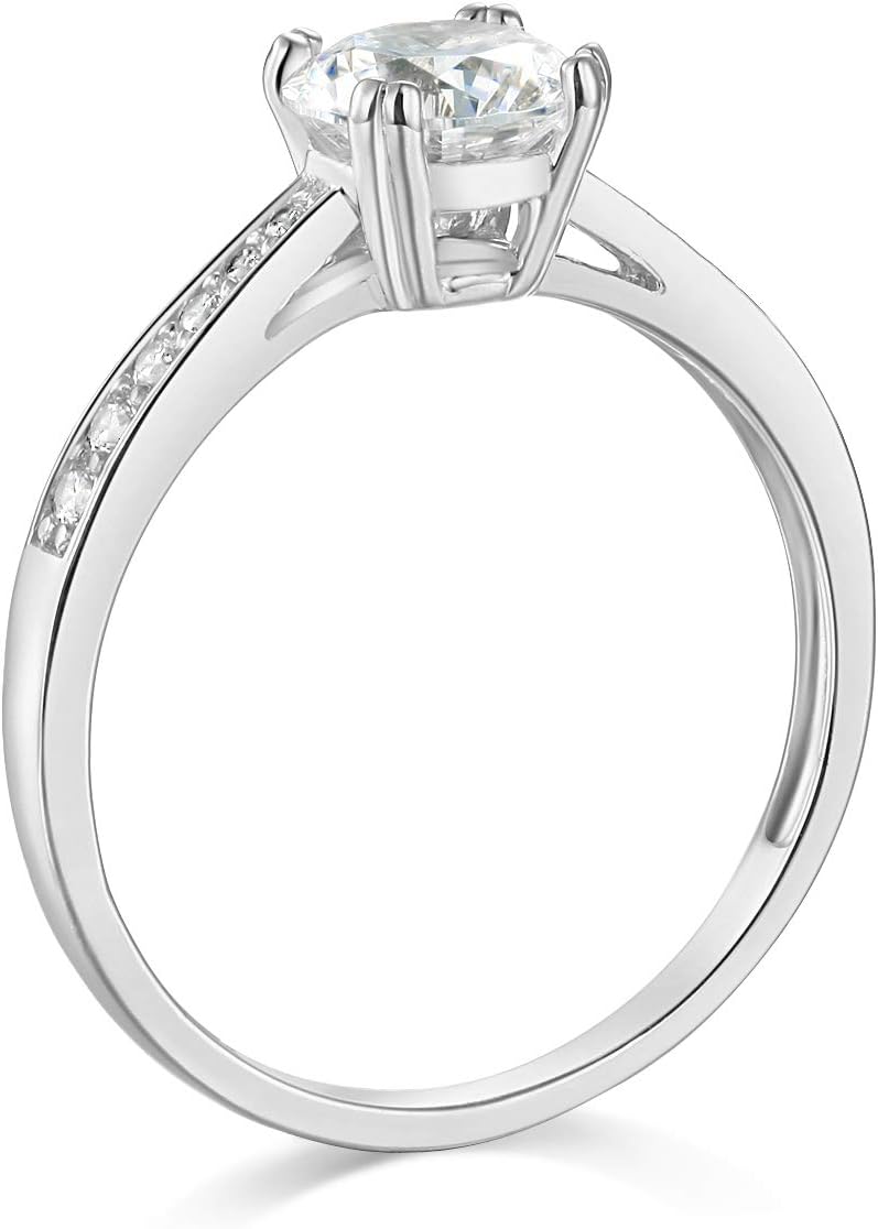 Wellingsale Ladies Solid 14k Yellow -OR- White Gold Polished CZ Cubic Zirconia Round Cut Engagement Ring with Side Stones