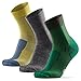 DANISH ENDURANCE Calcetines Ligeros de Senderismo y Trekking de Lana Merino 3 pares (Multicolor: 1 x Gris, 1 x Verde, 1 x Amarillo, EU 39-42)