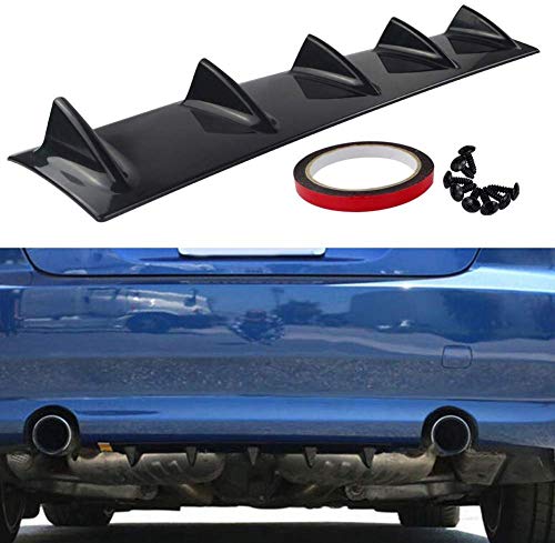 Frfjy 23 6 Universal Coche Trasero Cuerpo Parachoques Difusor Alerón 5 Ala Borde Parachoques Trasero Shark Difusor Alerón - Negro, as shown Cover