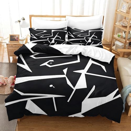 Parure de lit King en microfibre d'exception au design floral abstrait 3D