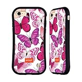 Ofrece máximo agarre Head Case Designs Licenciado Oficialmente Emoji® Rosa y Morado Mariposas Carcasa híbrida Compatible con Apple iPhone 7/8 / SE 2020 & 2022