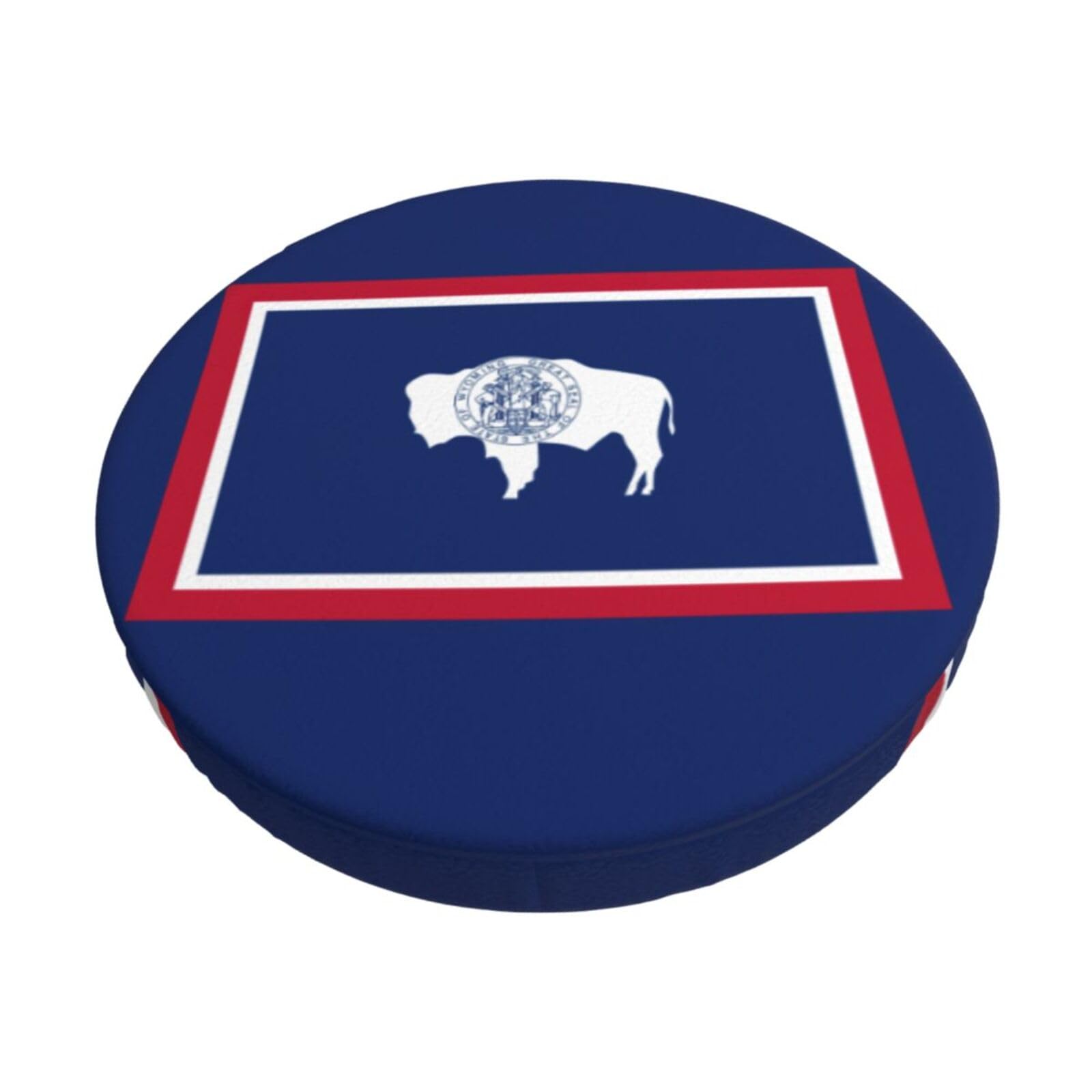 ACVnbm Wyoming State Flag Print Round Bar Chair Cushion Cover, Elastic Chair Protector For Kitchen Bar Dining