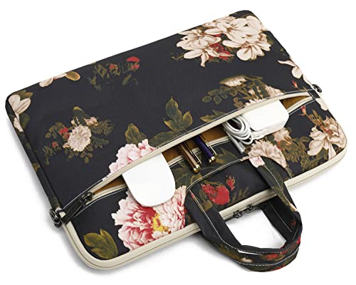 DACHEE Black Peony Patten Waterproof Shoulder Messenger Bag Case Sleeve for 14 Inch 15 Inch Laptop Briefcase 15.6 Inch…