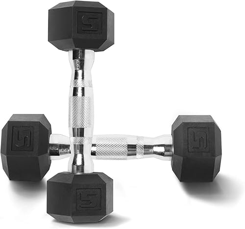 WF Athletic Supply Mancuernas hexagonales con mango cromado contorneado, entrenamiento de cuerpo completo y entrenamiento de fuerza, opciones de