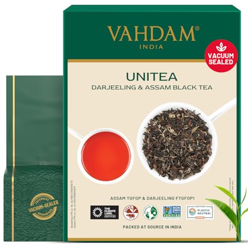 Image of VAHDAM UNITEA Black Tea Leaves(12oz|170+ Cup)Blended Darjeeling & Assam Tea