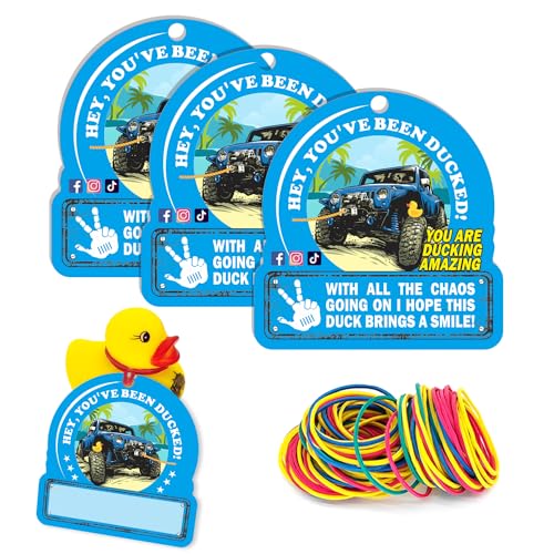 Forola Youve Been Ducked Tags Duck Duck Tag Blue Duck Duck Tags Ducking Game Card 35 Pack Ducked Tags 35 Rubber Bands 2.52x 2.44inch card size Bule je-p Design With Round Hole and Rubber Bands