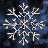 The Christmas Workshop 77700 White Snowflake Christmas Light / 35 Warm White LED Lights/Indoor Christmas Decorations/Timer Mode/Battery Operated / 33cm x 33cm x 1.5cm