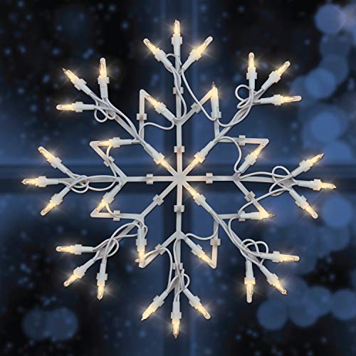 The Christmas Workshop 77700 White Snowflake Christmas Light / 35 Warm White LED Lights/Indoor Christmas Decorations/Timer Mode/Battery Operated / 33cm x 33cm x 1.5cm