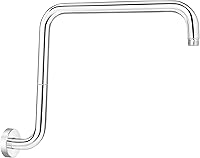 Vista 9 de PHASAT Brazo de ducha en forma de "S", brazo de ducha de 16.65 pulgadas de alto con brida, reemplazo de brazo de extensión de cabezal de ducha