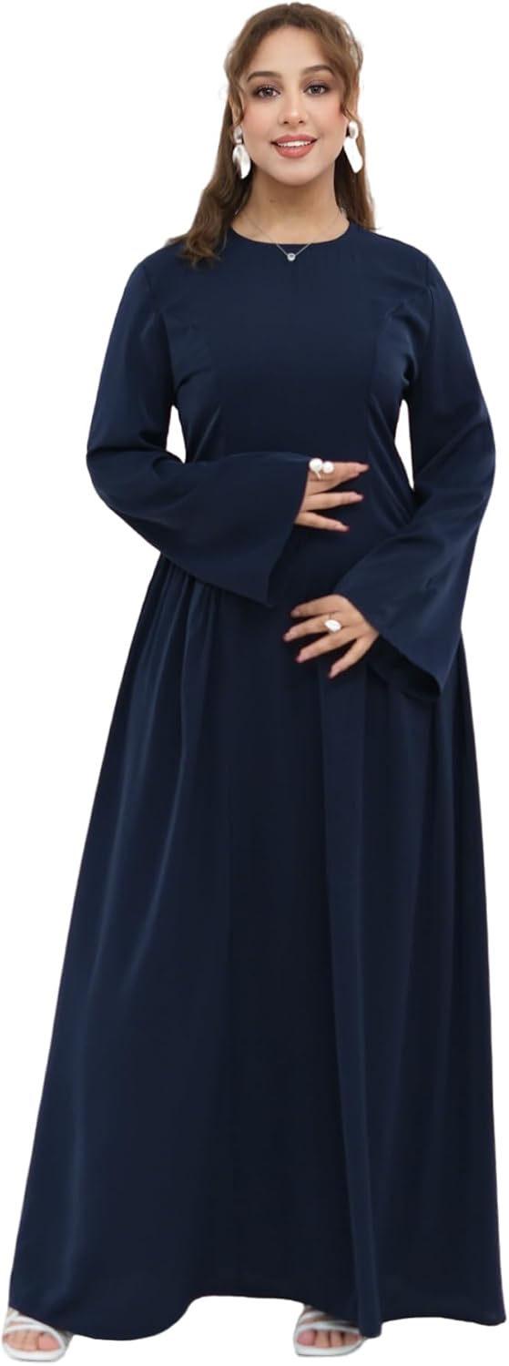 Muslim Abaya Dress for Women Back Zipper Adjustable Belt Praying Dress Islamic Dubai Middle East Muslim Robe