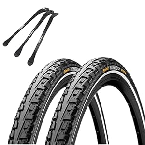 2er Set Continental Reifen Ride Tour Schwarz Reflex 28 Zoll x 1, 75 (47-622) + MSZweirad Reifenheber (Ohne Schläuche)