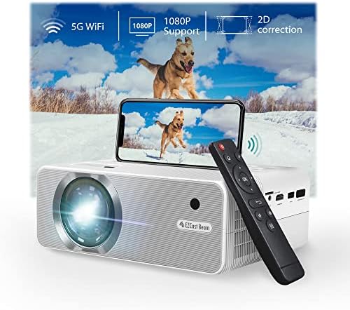 EZCast Beam V3 Portable WiFi Projector | 1080P Full HD Supported Home Theater Movie Projector, 10600 Lumens, 150'' Display, Compatible with HDMI, USB, Laptop, iOS & Android phone, Xbox, PS5, TV Stick