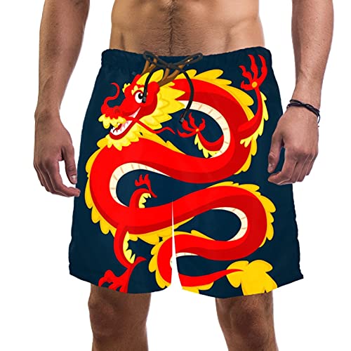 Short de bain homme séchage rapide motif dragon chinois