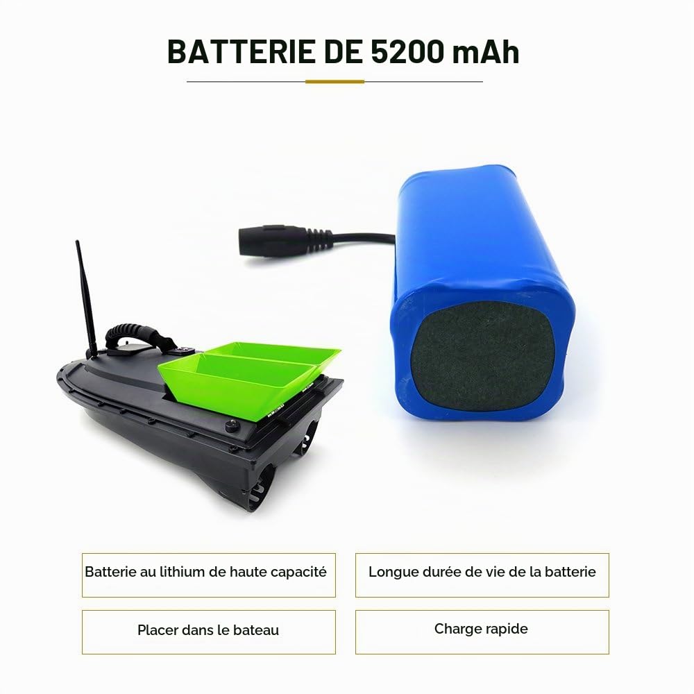 Goolsky Flytec 7.4V 5200mAh Batterie Lipo pour Flytec 2011-5 1.5kg Chargement Bateau d'app?t de pêche à télécommande