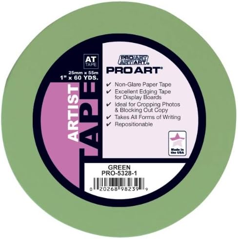 PRO ART 1-Inch by 60-Yards Artist Tape, Green (5328-1) Green, 1-inch X 60-yard Roll