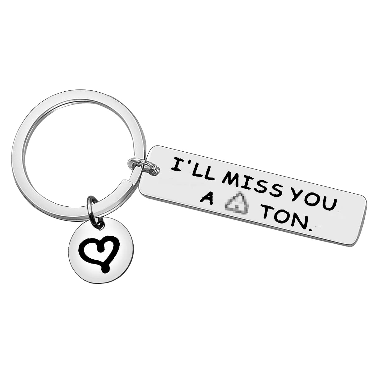 Long Distance Relationship Gift Going Away Keychain I’ll Miss You A Ton Keyring Funny Farewell Gift for Coworker Best Friends Travel Military Jewelry for Girlfriend Boyfriend Trucker Husband Dad Gift