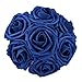 Breeze Talk Artificial Flowers Royal Blue Roses 25pcs Realistic Fake Roses w/Stem for DIY Wedding Bouquets Centerpieces Arrangements Party Baby Shower Home Decorations