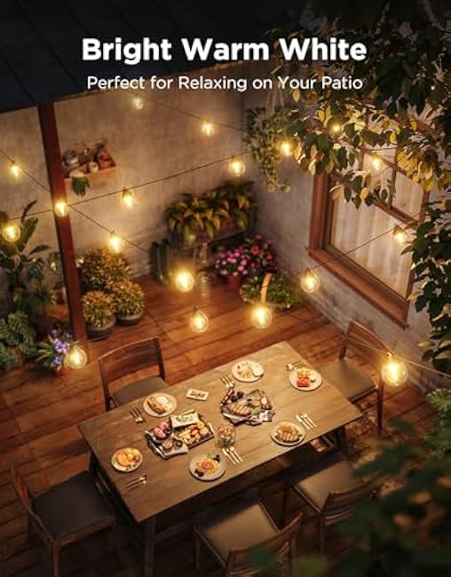Govee Outdoor Clear Bulb String Lights, 48ft RGBWIC Outdoor Lights with 15 Dimmable Warm White LED Bulbs, 111 Scene Modes for Patio, Backyard, IP67 Waterproof, Works with Alexa, Google & Matter