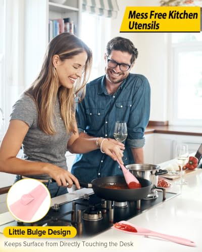 Image of BUNDLEPRO Silicone Cooking Spoons for Nonstick Cookware, One-Piece, 2 Pack