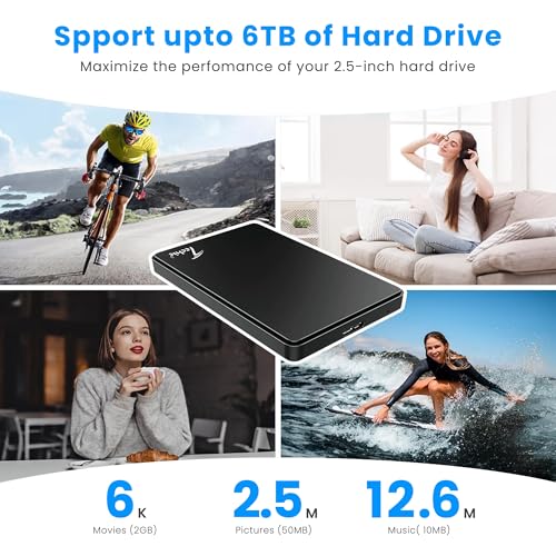 Image of TECHIE 2.5 inch External Hard Drive Enclosure, HDD /SSD Enclosure, USB 3.0, Easy-Install Shockproof Case for Windows, macOS, Linux, Drives up to 4TB, Black