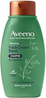 Aveeno Scalp Soothing Haircare Volumising Shampoo, Fresh Green Blend, with Colloidal Oat Extract, for Fine Hair, Soothes Dry, Itchy & Flaky Scalp, pH Balanaced, Clinically Proven, 354ml