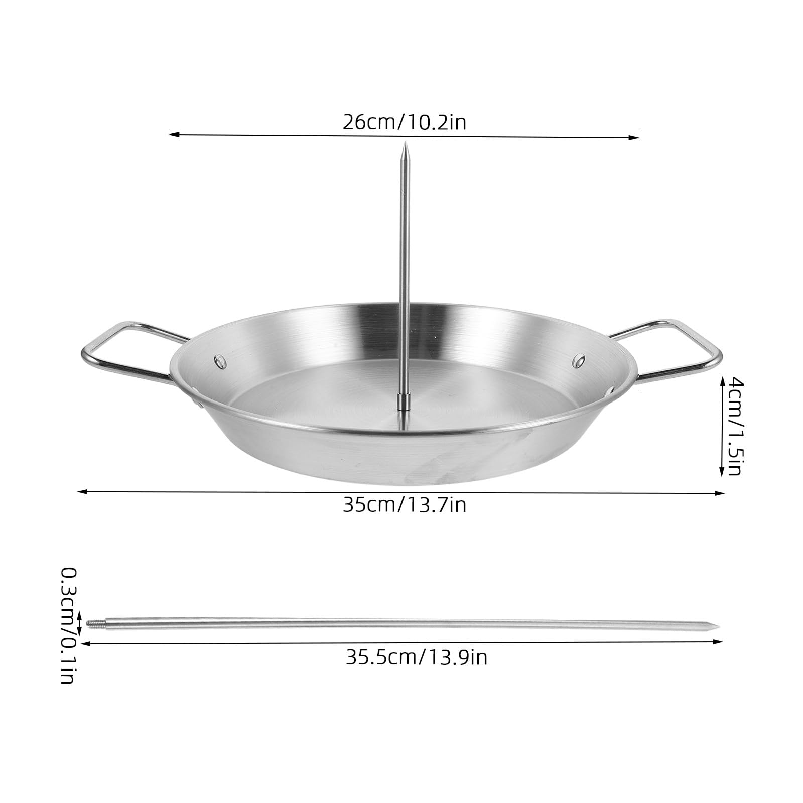 OUNONA 1 set Kit per griglia verticale brasiliana con spiedo, punte in acciaio inox e teglia rotonda, accessorio per spiedo verticale, spazzola per forno, affumicatore, barbecue, taco, pollo arrosto.