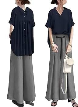 プリーツロングシャツ パンツセット ◇ナメラカロングシャツセットアップ(シャツ+パンツセット