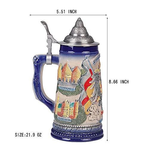 0.6L Beer Stein With Matel Pewter Lid Stanley Steel Germany Oktoberfest Tankard Eagle Bierkrug Drinking Glass Horn Coffee Mug Stine For Men Beer Christmas Ornaments Cup Broeder Horse Portawrap #TOP3