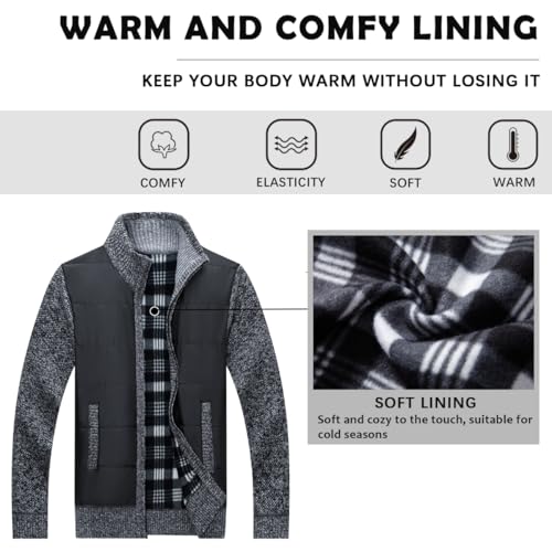 Men's Knit Cardigan Sweater Slim Fit Long Sleeve Stand Collar Full Zipper Casual Sweater4