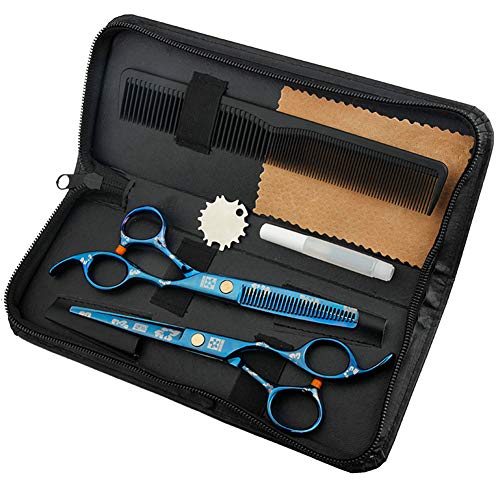 YLYT Hairdressing Scissors Kits Professional Blue Cherry Blossoms 6.0" Barber Scissors Stainless Steel